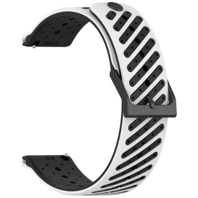 Silikonska narukvica za sat 22 mm s kutnim rupama Kompatibilna sa Suunto RACE2 i drugim satovima sa sučeljem od 22 mm Bijela+Crna