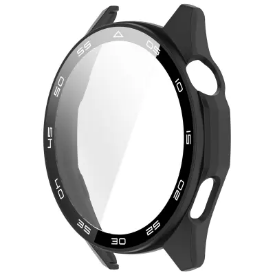 PC+Kaljeno staklo Integrirana zaštitna futrola s ljestvicom kompatibilna s Huawei Watch GT6 46MM Crna