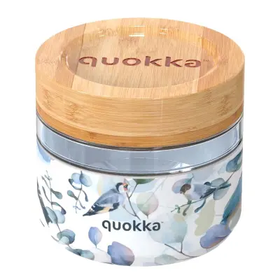 Posuda za hranu od 820 ml s dekoracijom ptica i hermetičkim bambusovim poklopcem