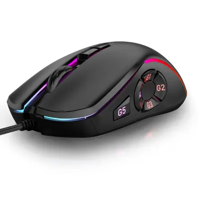 Brzi žičani RGB miš za igre s 10 tipki - 12800 DPI, prilagodljivo osvjetljenje Crna