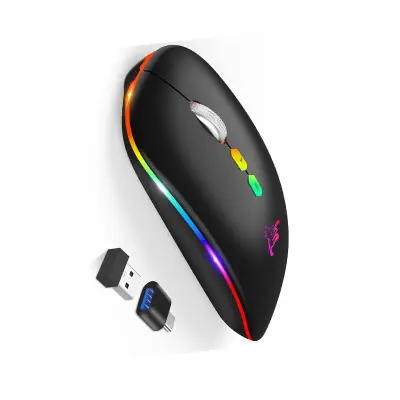 Tihi Dual Mode Miš: Punjivi Bežični Bluetooth 5.1 Crna