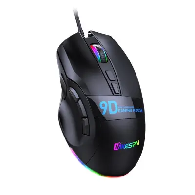 9-tipkovni RGB žičani gaming miš - Visoka brzina, prilagodljivi DPI, ergonomski dizajn Crna