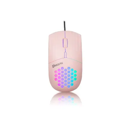 Žičani optički miš s Type-C, RGB osvjetljenjem i podesivim DPI Ružičasta
