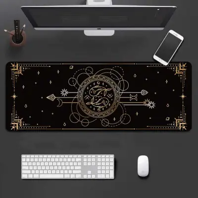 Pisces Zodiac Extended Gaming Mouse Pad - Large Desk Mat with Stitched Edges Crna