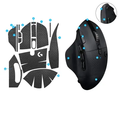 Naljepnice za miša s poboljšanim prianjanjem za Logitech G604 - Crna Crna