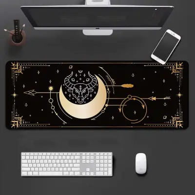 Taurus Zodiac Extended Gaming Mouse Pad - Velika crna podloga za stol s prošivenim rubovima Crna