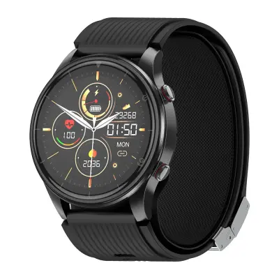 AMOLED pametni sat s mjerenjem krvnog tlaka, EKG-om, Bluetooth pozivom, kisikom u krvi i SOS funkcijom Crna