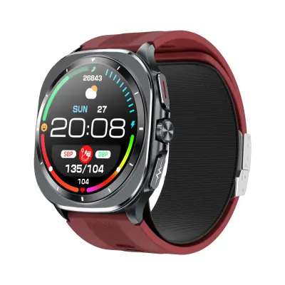 Pametni sat s mjerenjem krvnog tlaka pomoću zračne pumpe, EKG-om i AMOLED zaslonom Crvena