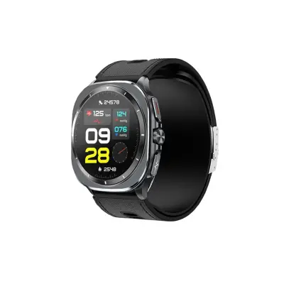 Pametni sat s pumpom za zrak za mjerenje krvnog tlaka i EKG-om, kompatibilan s aplikacijom HealthWear Crna
