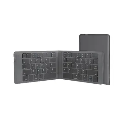 Tri-Fold kožna Bluetooth tipkovnica - Prijenosna i elegantna Crna