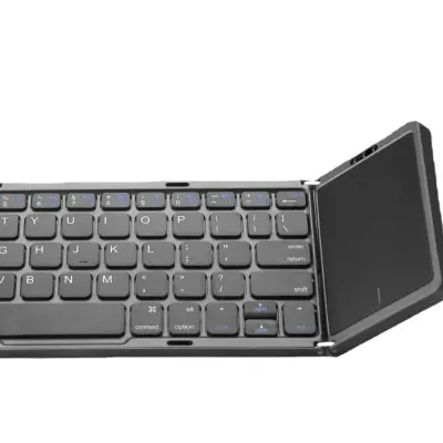 Tri-Foldable Wireless Keyboard for Multi-System Devices Crna