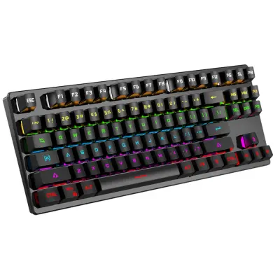 Žičana mehanička tipkovnica s 87 tipki - Gaming tipkovnica s plavim prekidačem i RGB osvjetljenjem koje odgovara bojama i može se zamijeniti bez lemlj