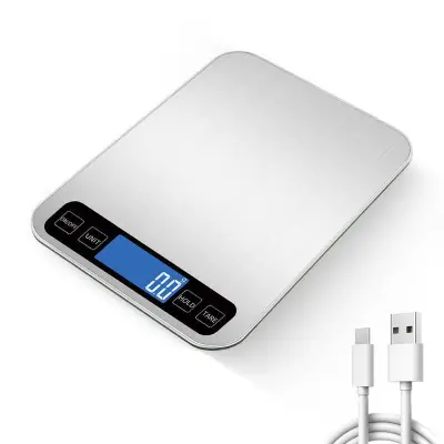 Punjiva digitalna kuhinjska vaga 5 kg/0,1 g visoke preciznosti za hranu Srebrna
