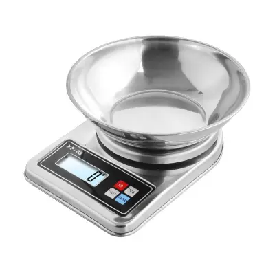 3KG/0.1G Digitalna kuhinjska vaga od nehrđajućeg čelika - Višenamjenska vaga za hranu s LCD zaslonom Srebrna