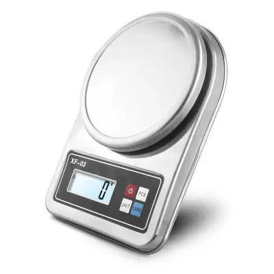Digitalna kuhinjska vaga 5KG/1G - Vaga za hranu od nehrđajućeg čelika s LCD zaslonom Srebrna