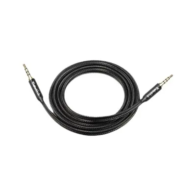 3.5mm muški na muški audio kabel - Pleteni, 4-polni, kompatibilan s automobilom, zvučnikom, gaming slušalicama Crna