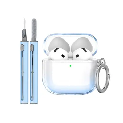 Zaštitna TPU futrola kompatibilna s Apple AirPods 4 s olovkom za čišćenje i privjeskom Plava