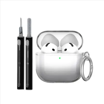 Zaštitna TPU futrola kompatibilna s Apple AirPods 4 s olovkom za čišćenje i privjeskom Crna