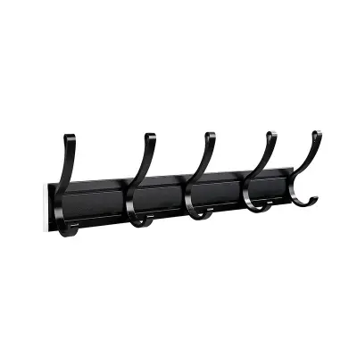 Organizator s kukama preko vrata i podesivim kukama - Legura aluminija Crna