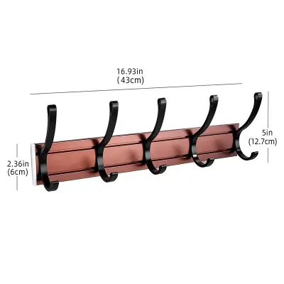 Organizator s kukama preko vrata i podesivim kukama - Legura aluminija Crna+Smeđa
