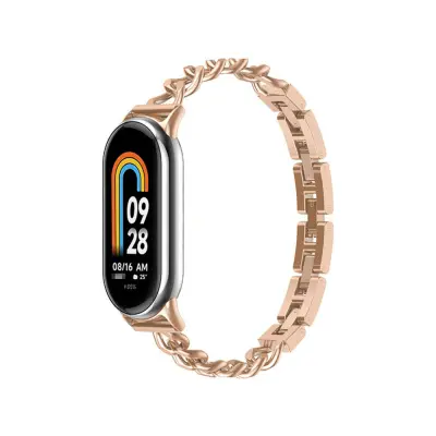 Metalna narukvica kompatibilna sa Xiaomi Mi Band 8/9/10 - Elegantna narukvica od nehrđajućeg čelika Ružičasto zlato