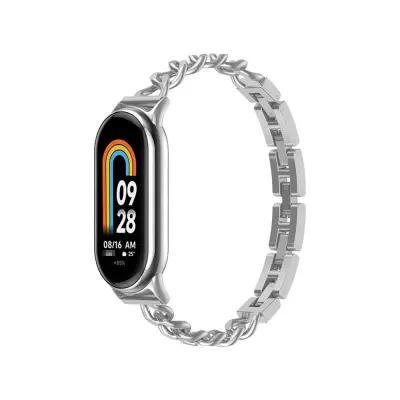 Metalna narukvica kompatibilna sa Xiaomi Mi Band 8/9/10 - Elegantna narukvica od nehrđajućeg čelika Srebrna