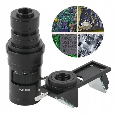 Digitalni HDMI VGA USB Mikroskop – Zoom 0.7x-5x | C-Nosač | 3D Adapter | FHD Rezolucija