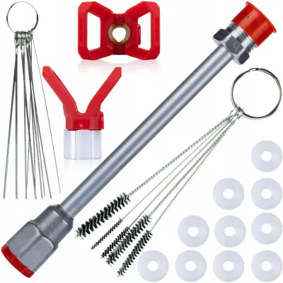 Set Pribora Za Pistolj Za Bojanje – Lance 30cm, 10x Brtva, Cetke, Metalne Cetke, Osigurac Mlaznice | Kompatibilnost Sa 7/8'' Navojem