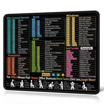 Podloga za miša s Excel prečacima - 250x300x2mm - Protuklizna površina od tkanine za poboljšanu preciznost Višebojno