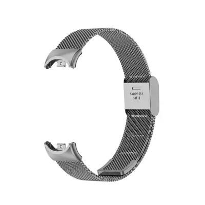 Metalni remen kompatibilan sa Xiaomi Mi Band 8/9/10 - kopča u službenom stilu Siva