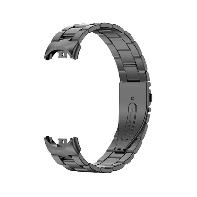 Metalna narukvica kompatibilna sa Xiaomi Mi Band 8/9/10 - Službeni stil, narukvica od nehrđajućeg čelika s tri perle Crna