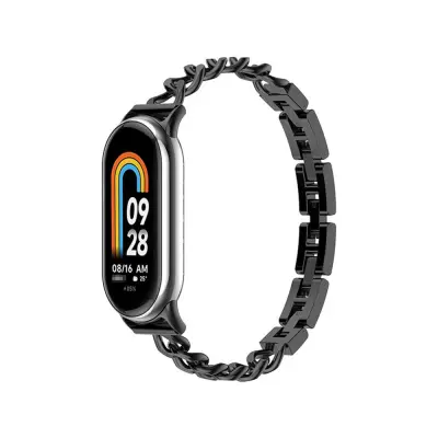 Metalna narukvica kompatibilna sa Xiaomi Mi Band 8/9/10 - Elegantna narukvica od nehrđajućeg čelika Crna