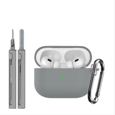 Silikonska zaštitna futrola (3-dijelni set) kompatibilna s Apple AirPods Pro 3 Siva