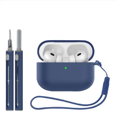 Silikonska zaštitna futrola (Set od 3 komada) Kompatibilna s Apple AirPods Pro 3 - Otporna na udarce, vodu, mrlje Tamno plava