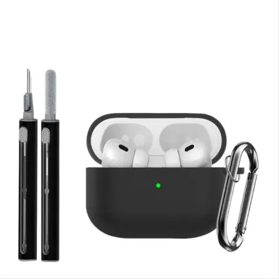Silikonska zaštitna futrola (3-dijelni set) kompatibilna s Apple AirPods Pro 3 Crna