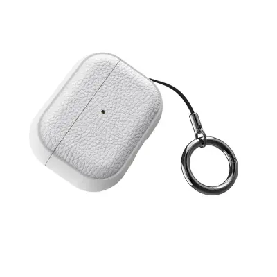 TPU kožna tekstura zaštitna futrola kompatibilna s AirPods 3. generacije - otporna na udarce i ogrebotine Bijela