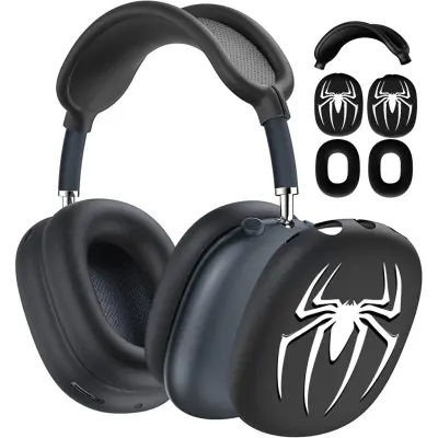 Spider Design Protective Case Set Compatible with AirPods Max 1/2 Generation Crna