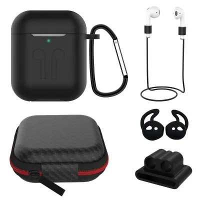 Airpods zaštitna futrola, set od 6 komada, kompatibilno s Airpodsima, otporno na udarce, protiv ogrebotina, protiv otisaka prstiju, silikonski poklopa