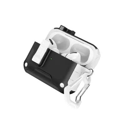 Bluetooth futrola za slušalice kompatibilna s AirPods Pro/Pro 2 s magnetskim zaključavanjem poklopca i stalkom za telefon Bijela+Crna