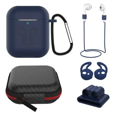 Airpods zaštitna futrola, set od 6 komada, kompatibilno s Airpodsima, otporno na udarce, protiv ogrebotina, protiv otisaka prstiju, silikonski poklopa