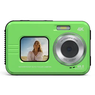 4K vodootporna digitalna kamera s TF karticom od 32 GB - dvostruki zaslon, protiv podrhtavanja, HD video Zelena