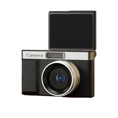 Retro digitalni fotoaparat visoke rezolucije s dvostrukim objektivom, 5x optičkim zumom i 2,4" LCD zaslonom Crna