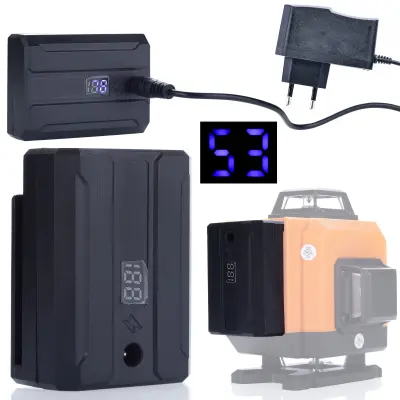 Battery s Prikazom 3500 mAh + Punjač Za Lasersku Libelu – Kompatibilno s Rosfix | 3,7 V, 5 V 2 A