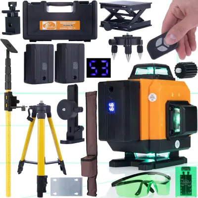 Orange Tiger ROT16L Laserski Nivelir – 16 Linija, Samonivelirajući, IP54 | Set s Okularima, Stalkom i Štitnikom