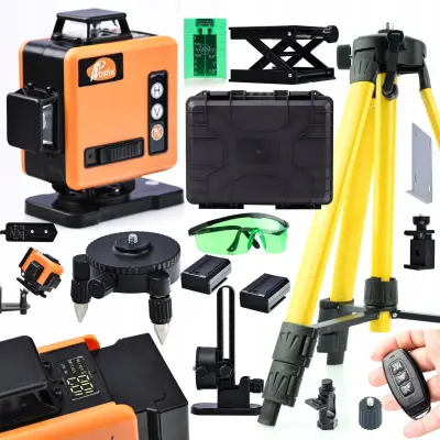 Križni ROT16L-L Laser – 16 Linija, Samoniveliranje, IP54 | Komplet 14 Dijelova, Zelena Svjetlost