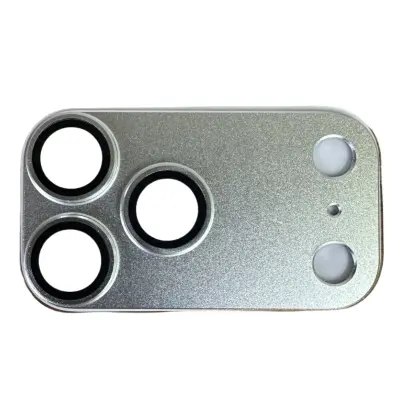 Srebrni štitnik objektiva kamere s metalnim oklopom kompatibilan s iPhone 17 Pro - Kaljeno staklo, protiv ogrebotina Srebrna