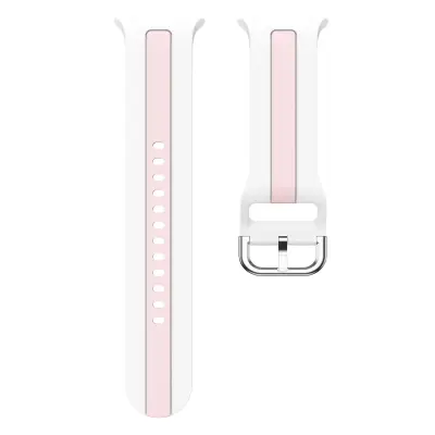 Silikonska narukvica s okomitim prugama kompatibilna sa Samsung Watch 8 i Watch 8 Classic Bijela+ružičasta