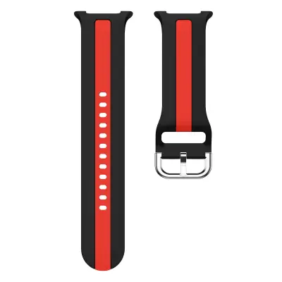 Silikonska narukvica s okomitim prugama kompatibilna sa Samsung Watch 8 i Watch 8 Classic Crna/Crvena