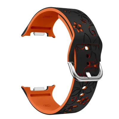 Gravirana dvobojna silikonska narukvica 22 mm kompatibilna sa Samsung Galaxy Watch8 - Moderan i udoban Crna Narančasta