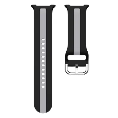 Silikonska narukvica s okomitim prugama kompatibilna sa Samsung Watch 8 i Watch 8 Classic Crna+Siva